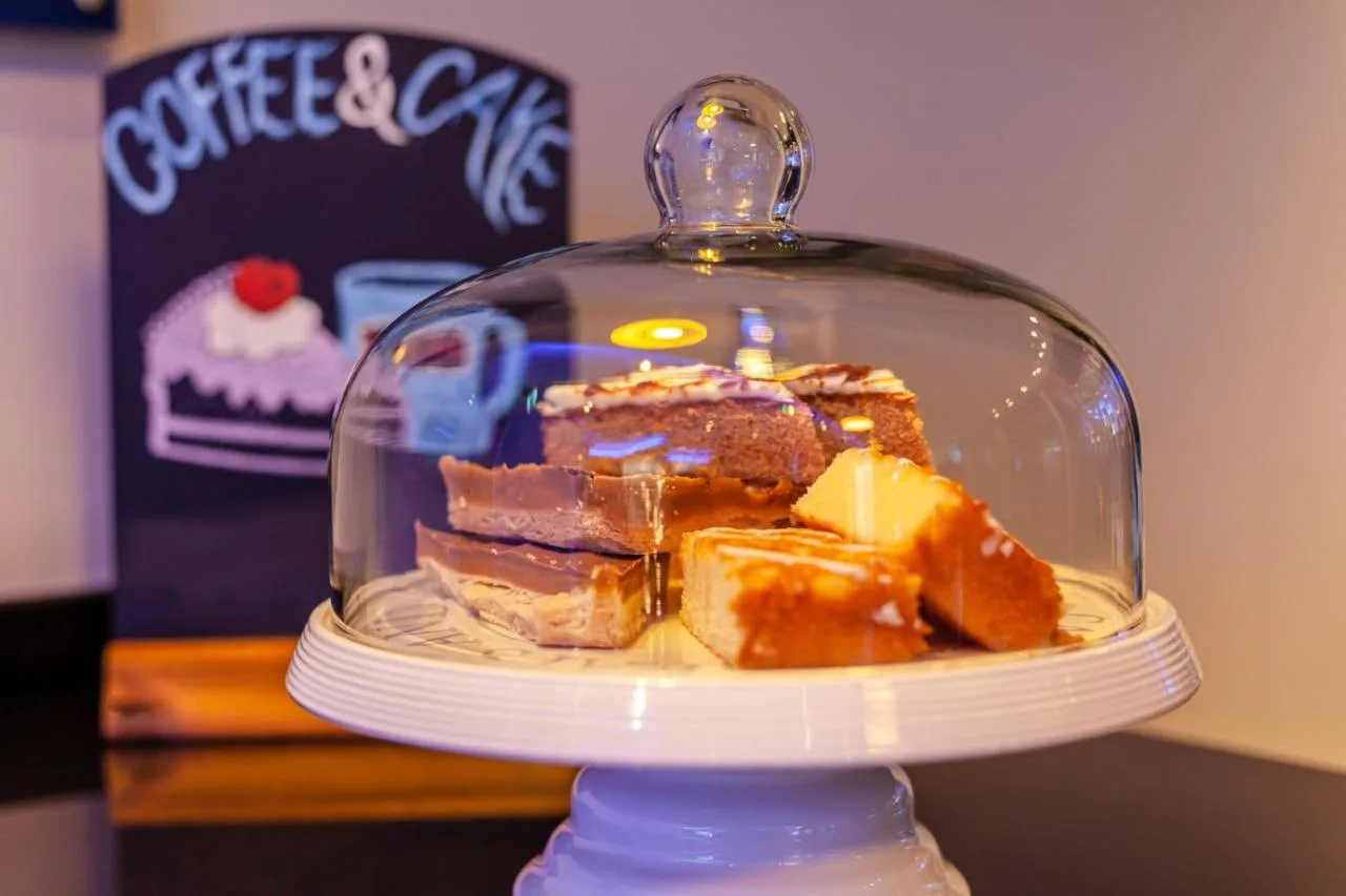 Glass cloche with desserts at Holiday Inn Express Edinburgh – Royal Mile